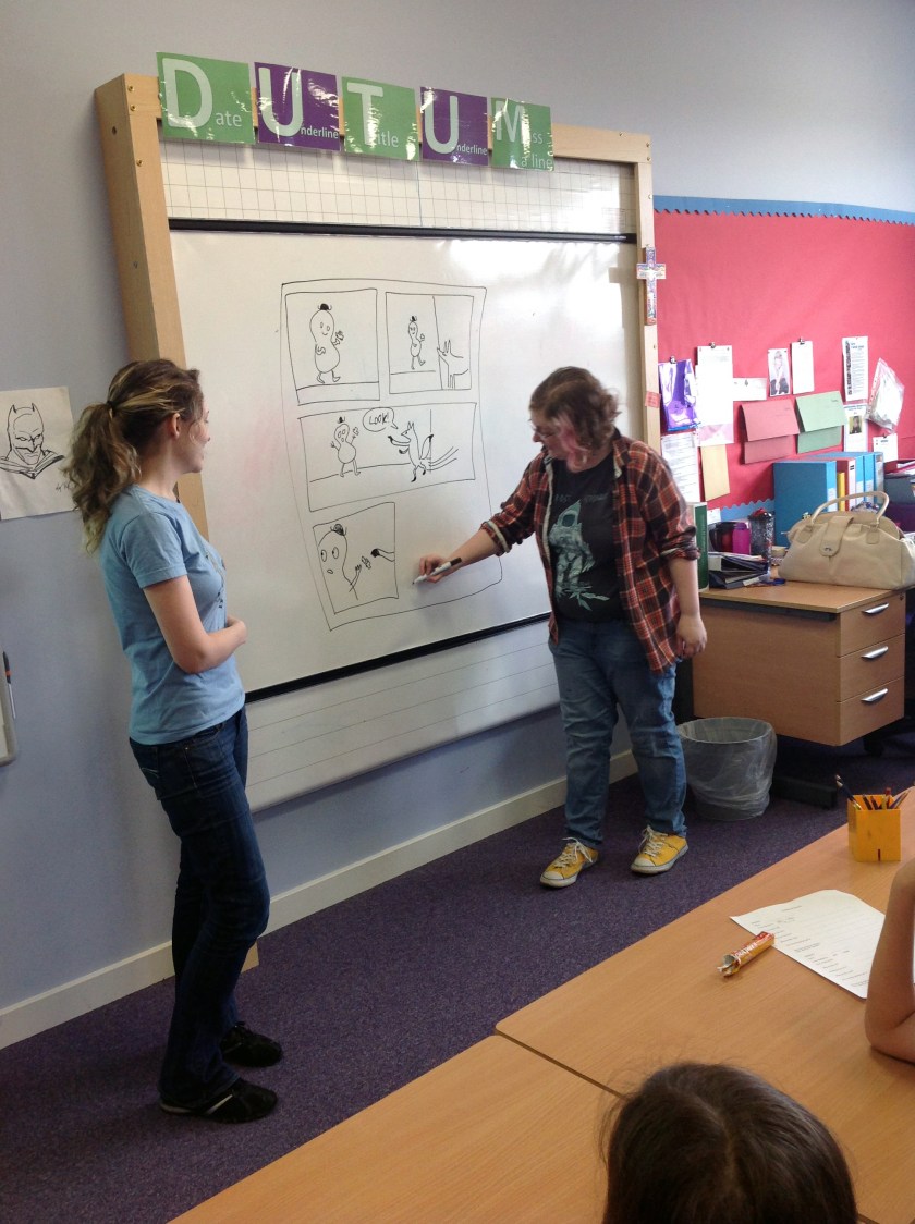 Letty and Erin getting the ball rolling with an improvised comic.